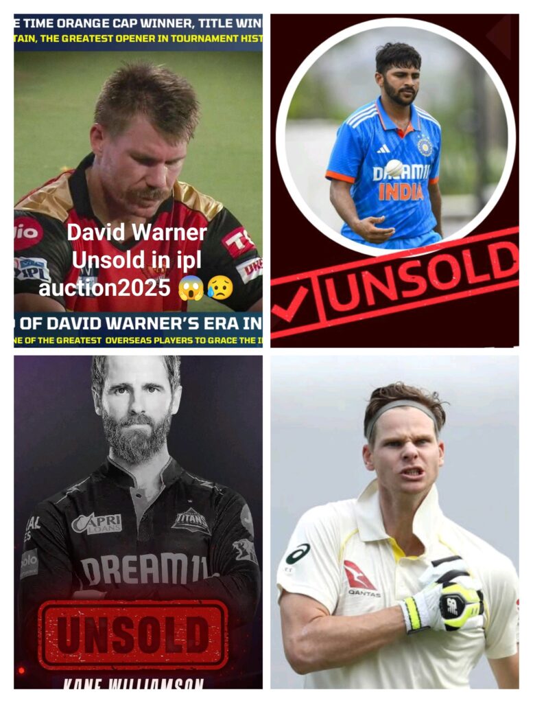"ipl auction2025 Top unsold Cricketer : टॉप 50 स्टार क्रिकेटर्स जो नीलामी में रहे अनसोल्ड - पूरी सूची और कारण"