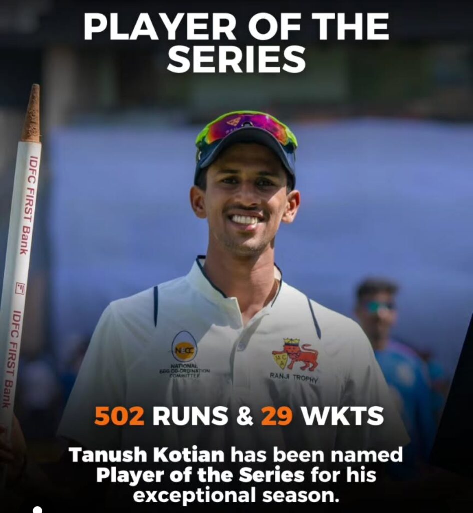 tanush kotian Joins BGT Squad for Melbourne Test